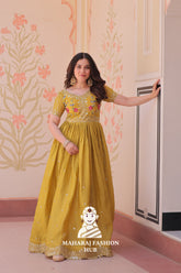 Gold Crush Gown with Zari & Sequin Embroidery Glam β¨